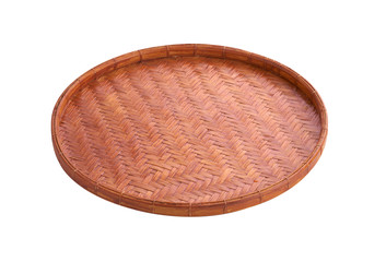 asian wooden tray on white background