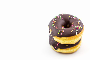 Chocolate donut with Sprinkles.