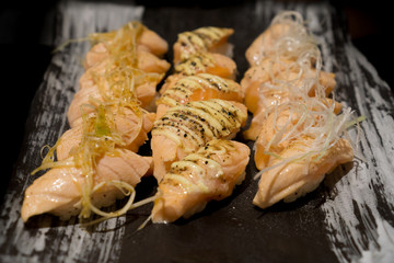 Salmon grilled sushi