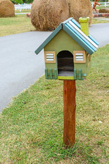 Wooden vintage bird house or letter box