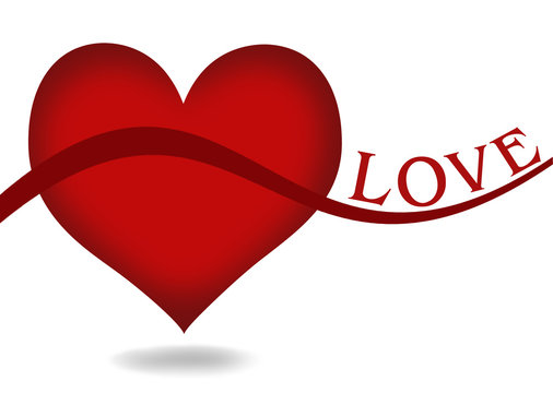 Red Heart Shapes Background and LOVE wording