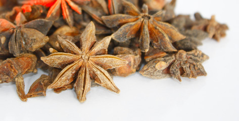 Star anise over white background