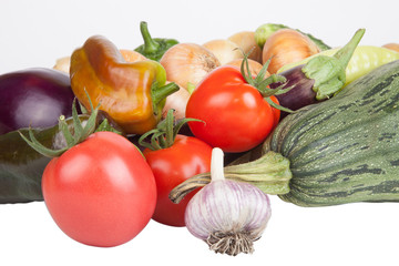 assorted vegetables isolated on white background