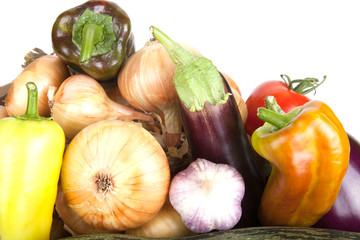 Assortment of vegetables isolated on white background