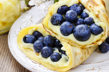 Crepes with blueberries