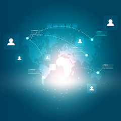 World Map and Social Media Icons | Futuristic EPS10 Design