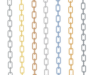 Set of metal chain parts isolated on white background, vector il