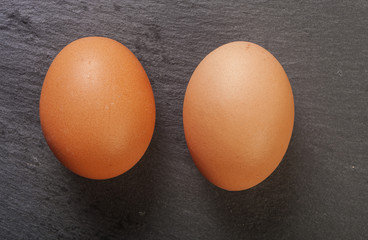 Eggs on a black background close up