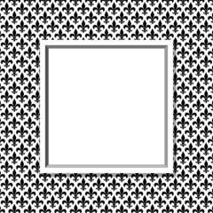 Black and White Fleur De Lis Pattern Textured Fabric with Frame © Karen Roach