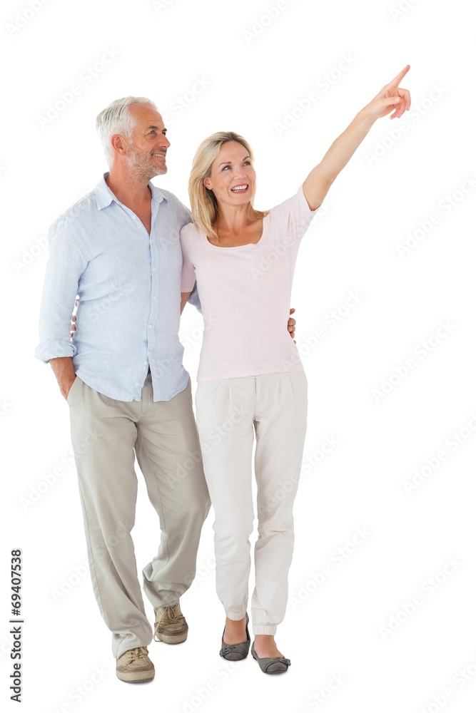Aufkleber smiling couple walking and pointing