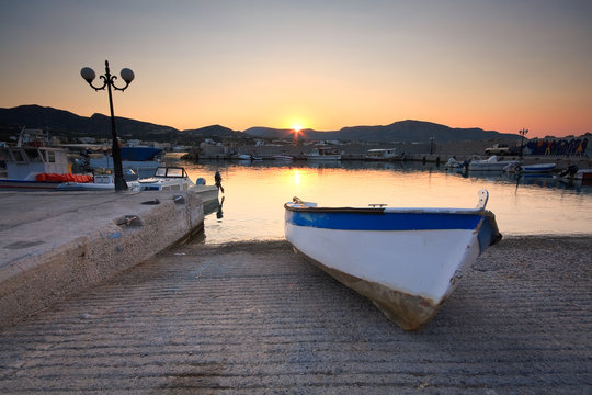 Harbour in Makri Gialos village in southern Crete, Greece.