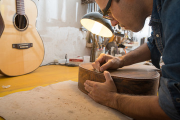 One luthier working on his next guitar