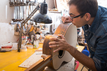 One luthier working on his next guitar