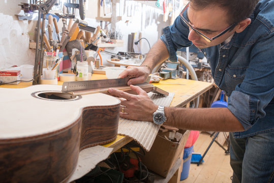 One luthier working on his next guitar