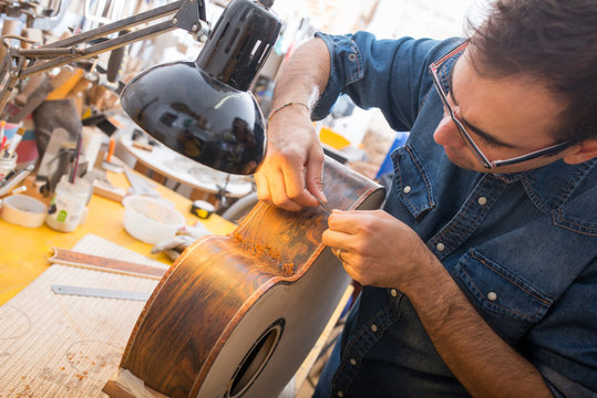 One luthier working on his next guitar