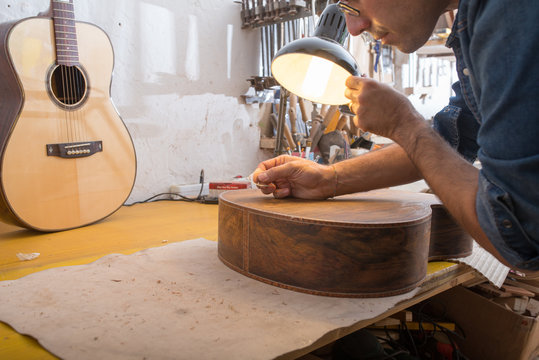One luthier working on his next guitar