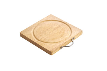 wooden tray on white background