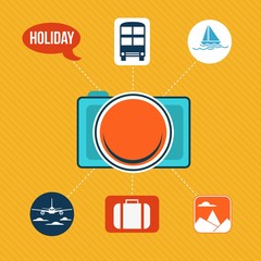 Set of flat design concept icons for holiday and travel
