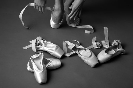 Ballet pointe shoes, in search og perfect shoes, monochrome
