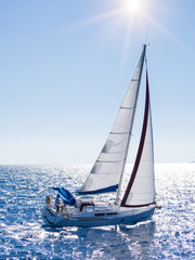 Naklejka premium Sailing yacht in Lefkada Greece