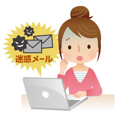 迷惑メール　パソコン　女性