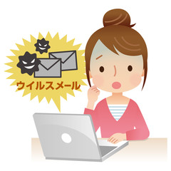 ウイルスメール　パソコン　女性