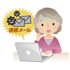 迷惑メール　パソコン　女性　高齢者