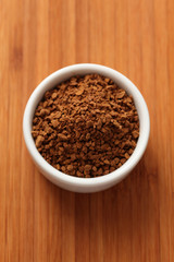 Instant coffee granules in a bowl
