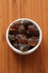 Rock cane sugar in a bowl