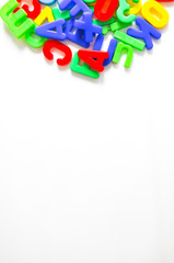 Magnetic letters on white background