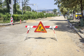 Road works sign