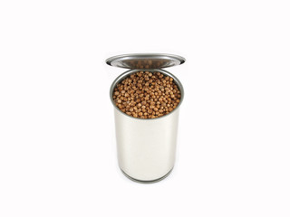 dried coriander seeds in can on white