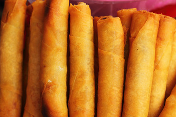 Fried spring rolls in the market