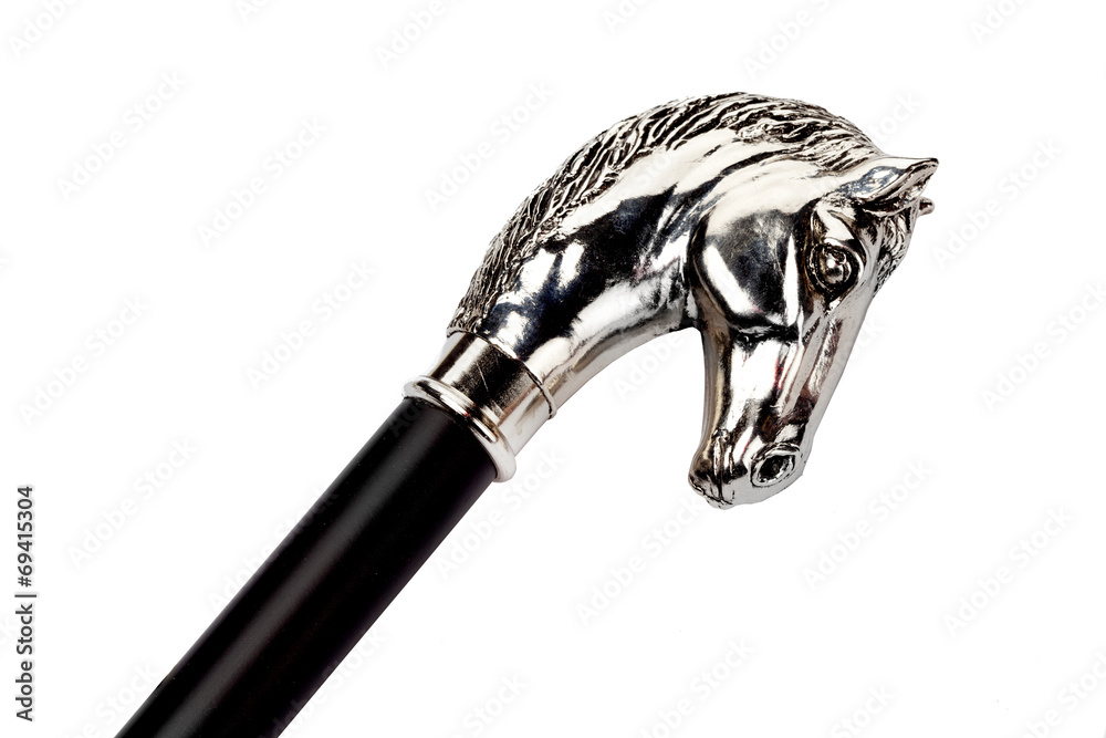 Wall mural cane handle in the form of a horse's head