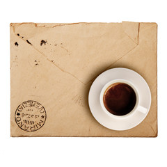 vecchia busta con tazzina di caffè