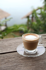 coffee on wood background