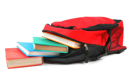 School backpack and books.