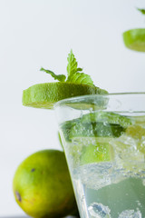Mojito cocktail with lime and mint