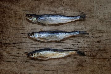 Three small dried fishes