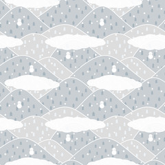 seamless pattern winter mountain