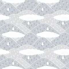 Printed kitchen splashbacks Mountains seamless pattern winter mountain