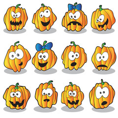 Naklejka premium Halloween pumpkins set