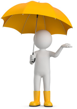 Männchen mit gelben Regenschirm