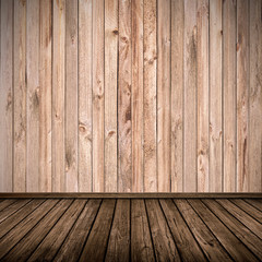 Wooden plank wall and floor interior background