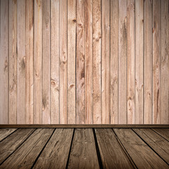 Wooden plank wall and floor interior background