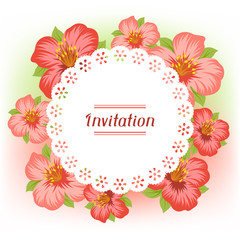 Design of invitation card with pretty stylized flowers.