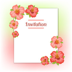 Design of invitation card with pretty stylized flowers.