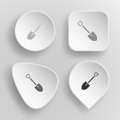 Spade. White flat vector buttons on gray background.