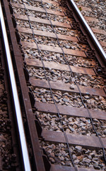 Detail of Railway railroad tracks for trains