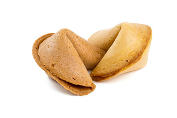 two fortune cookies isolated on white background